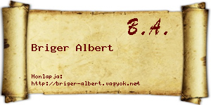 Briger Albert névjegykártya